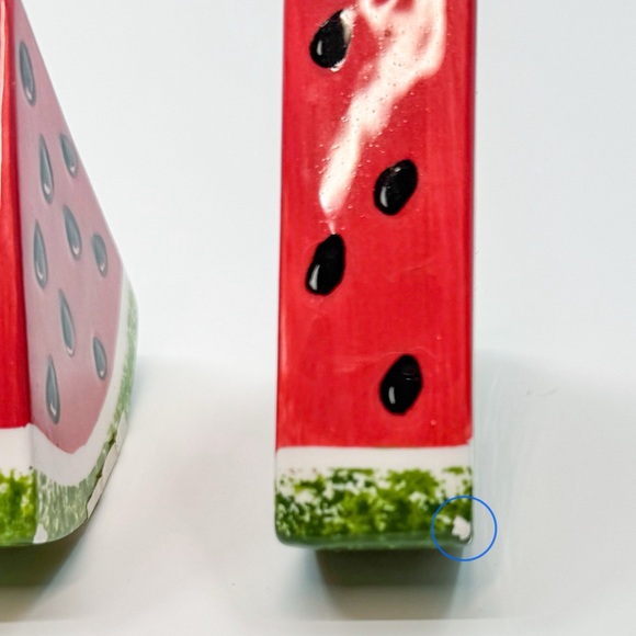 Bright & Cheery Watermelon Hand-Painted Ceramic Salt & Pepper Shaker Set 3" x 3" - Picture 7 of 12